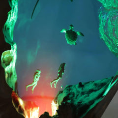 Manta ray, turtle, diver, wood sculpture, epoxy resin lamp( Best Gift 🎁 )
