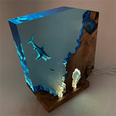 Sharks, divers, wood sculptures, epoxy resin lamp ( Best Gift 🎁 )Promotion🔥