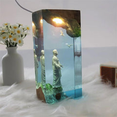Jesus statue, wood carving, epoxy resin lamp ( Best Gift 🎁 )