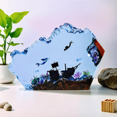 Mermaid & Diver Ocean-Themed Resin Lamp Handmade Epoxy Decor for Living Room