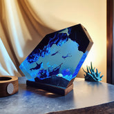 Octopus & Divers Resin Lamp Epoxy Wood Night Light for Ocean Lover