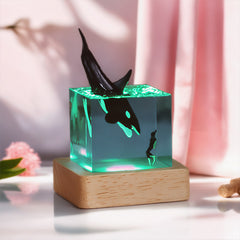 Shark & Diver Resin Wood Lamp Epoxy Night Light for Marine Decor