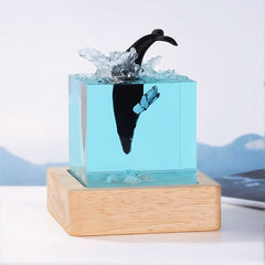 Whale & Shell Resin Lamp Artisanal Night Light for Coastal Bedroom Decor