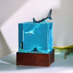 Diver & Coral Reef Resin Lamp Unique Night Light for Ocean Decor