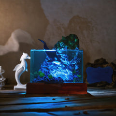 Orca & Diver Resin Lamp Handmade Night Light for Ocean Lover
