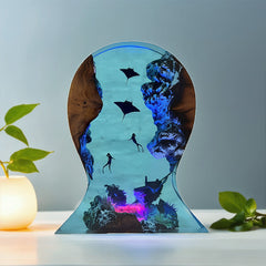 Manta Ray Resin Headset Stand Unique Gaming Accessory & LED Decor