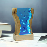 Ocean Wave Resin Wood Lamp Deep Sea Themed Night Light for Bedroom Decor