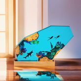 Resin Lamp with Shark & Diver Handmade Night Light for Bedroom Decor