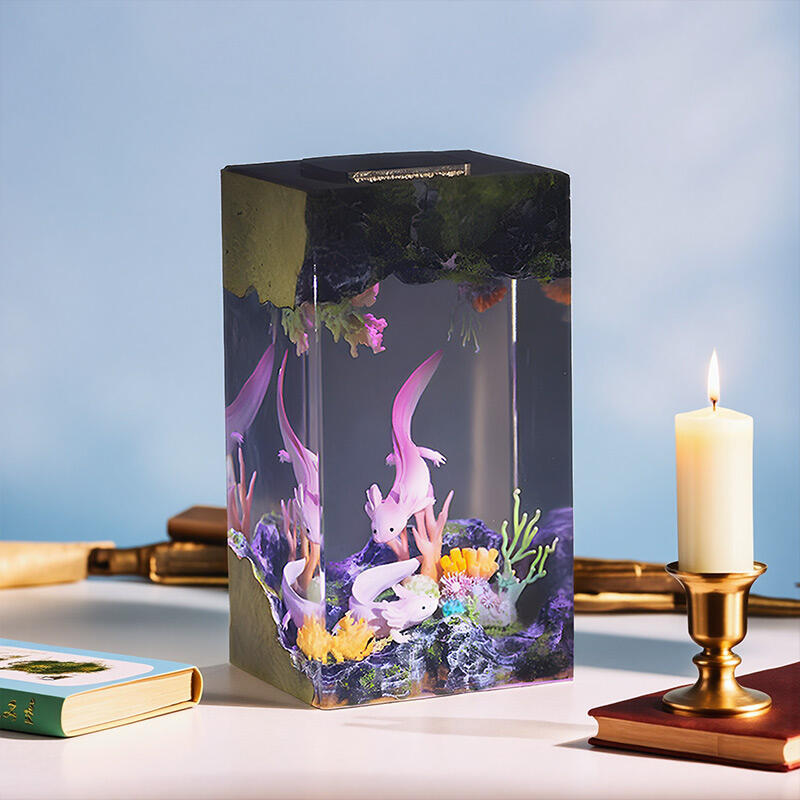 Axolotl Resin Lamp Handmade Night Light for Bedside