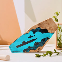 Shark & Submarine Resin Lamp Unique Irregular Night Light for Boys’ Room
