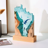 Hammerhead Shark & Diver Resin Art Lamp Captivating Irregular Design for Bedroom