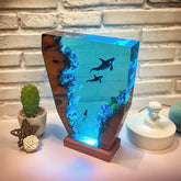 Orca Diver Resin Lamp Ocean-Themed Epoxy Night Light for Bedroom