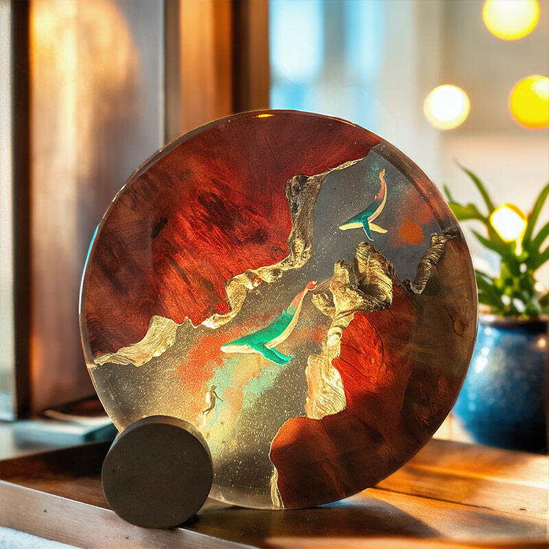 Shark & Submarine Resin Lamp Irregular Ocean-Themed Night Light for Kids Room