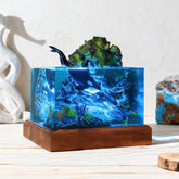 Orca & Diver Resin Lamp Handmade Night Light for Ocean Lover