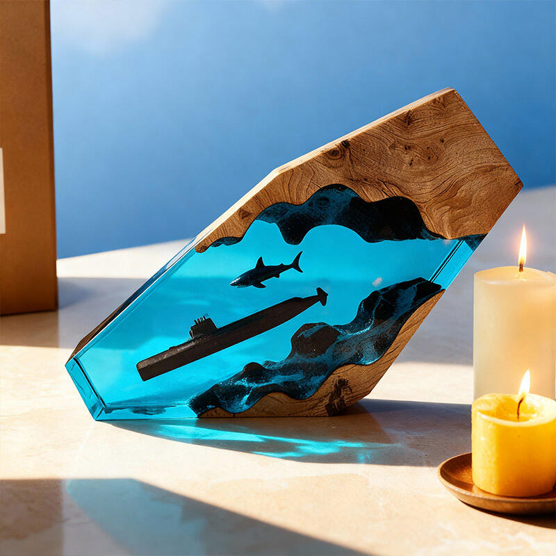 Shark & Submarine Resin Lamp Unique Irregular Night Light for Boys’ Room