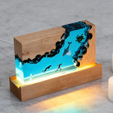 Turtle & Jellyfish Resin Night Light Handmade Cuboid Lamp for Bedroom Decor