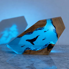 Megalodon & Mosasaurus Resin Lamp Unique Gift for Diver Lovers