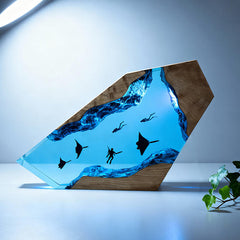 Megalodon & Mosasaurus Resin Lamp Unique Gift for Diver Lovers