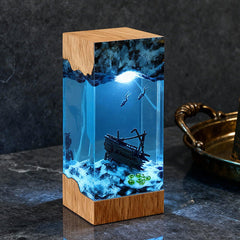 Marine-Themed Resin Lamp with Shipwreck Night Light for Home Decor