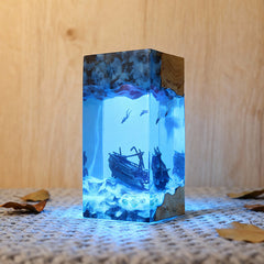 Marine-Themed Resin Lamp with Shipwreck Night Light for Home Decor