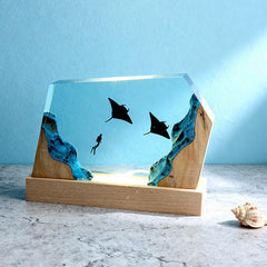 Manta Ray Resin Lamp Handcrafted Night Light for Living Room Decor