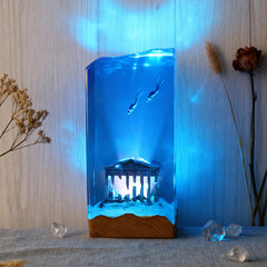 Diver Ocean Resin Lamp Handmade Nautical Night Light for Home Decor