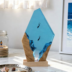 Marine-Themed Resin Lamp Hypnotic Ocean Epoxy Art Light for Home Decor