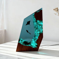 Manta Ray Resin Lamp Ocean Night Light Handmade for Living Room