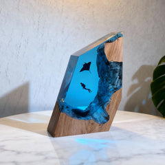 Manta Ray Resin Lamp Ocean Night Light Handmade for Living Room