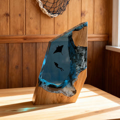 Manta Ray Resin Lamp Ocean Night Light Handmade for Living Room