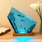Shark & Diver Ocean Resin Lamp Handmade Underwater Night Light for Kids' Room