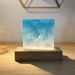 Artisan Ocean Resin Lamp Night Light with Marine Life for Home Decor