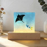 Oceanic Romance Resin Lamp - Manta Ray & Diver Night Light