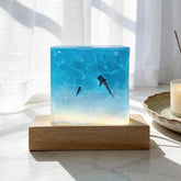 Handcrafted Ocean Blue Resin Lamp | Manta Ray, Jellyfish & Whale Shark Decor