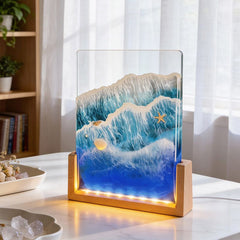 Starfish & Seashells Resin Lamp Artisan Night Light for Home Decor