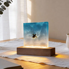 Artisan Ocean Resin Lamp Night Light with Marine Life for Home Decor
