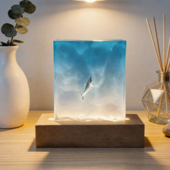 Artisan Ocean Resin Lamp Night Light with Marine Life for Home Decor