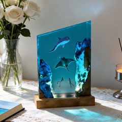 Deep-Sea Resin Wood Lamp Irregular Underwater Trio Night Light for Bedroom Decor