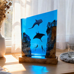 Deep-Sea Resin Wood Lamp Irregular Underwater Trio Night Light for Bedroom Decor