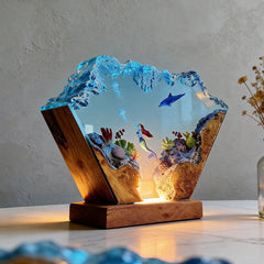 Mermaid & Dolphin Resin Lamp Ocean Theme Night Light for Bedroom Decor