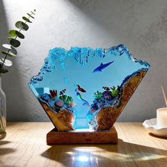 Mermaid & Dolphin Resin Lamp Ocean Theme Night Light for Bedroom Decor