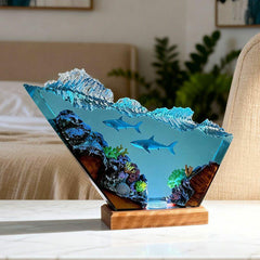 Shark Duo Resin Lamp Oceanic Night Light for Living Room