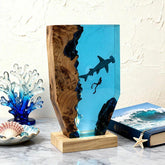 Ocean Whimsy Hammerhead Shark & Diver Artisan Resin Lamp Home Decor Present