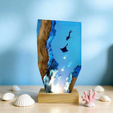 Ethereal Jellyfish & Manta Ray Resin Lamp RESIN MEMORY Artisan Art Decor