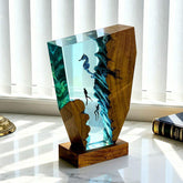 Whimsical Seahorse & Diver Ocean Resin Lamp | RESIN MEMORY Irregular Decor Gift