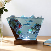 Shark & Starfish Resin Lamp Handmade Ocean Night Light for Home Decor