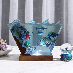 Shark & Starfish Resin Lamp Handmade Ocean Night Light for Home Decor