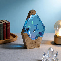 Mermaid & Jellyfish Resin Lamp Handcrafted Ocean Decor Gift for Her