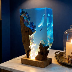 Dolphin & Diver Artisanal Resin Lamp Artisan Tabletop Decor