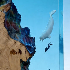 Dolphin & Diver Artisanal Resin Lamp Artisan Tabletop Decor